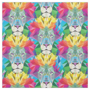 Geometric Lion Head Fabric
