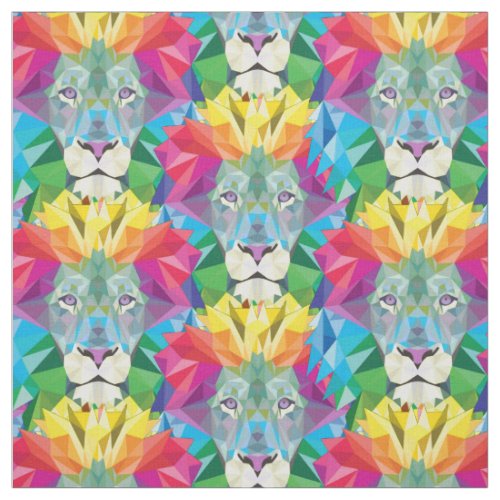 Geometric Lion Head Fabric