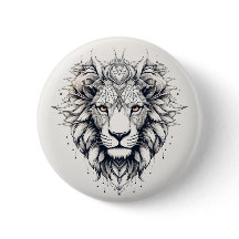 Geometric Lion Head Illustration Pin