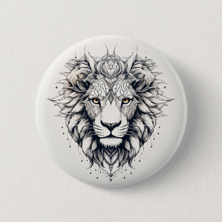 Geometric Lion Head Illustration Pin