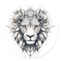 Geometric Lion Head Illustration Sticker