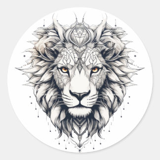Geometric Lion Head Illustration Sticker
