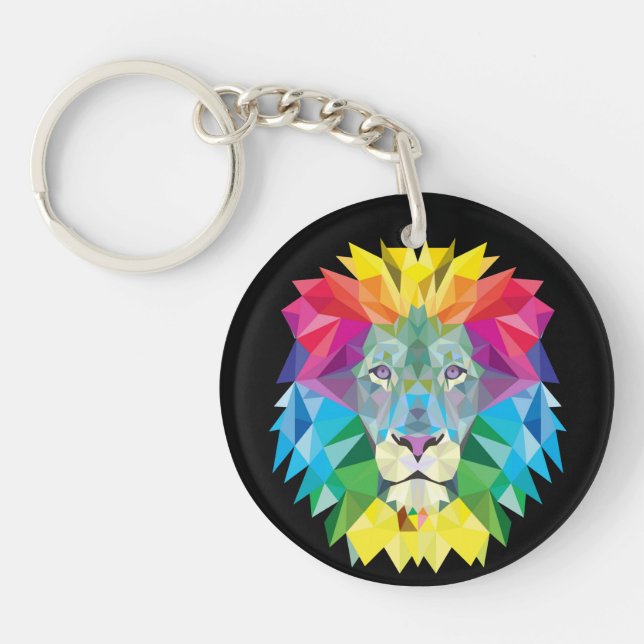 Geometric Lion Head Keychain (Front)