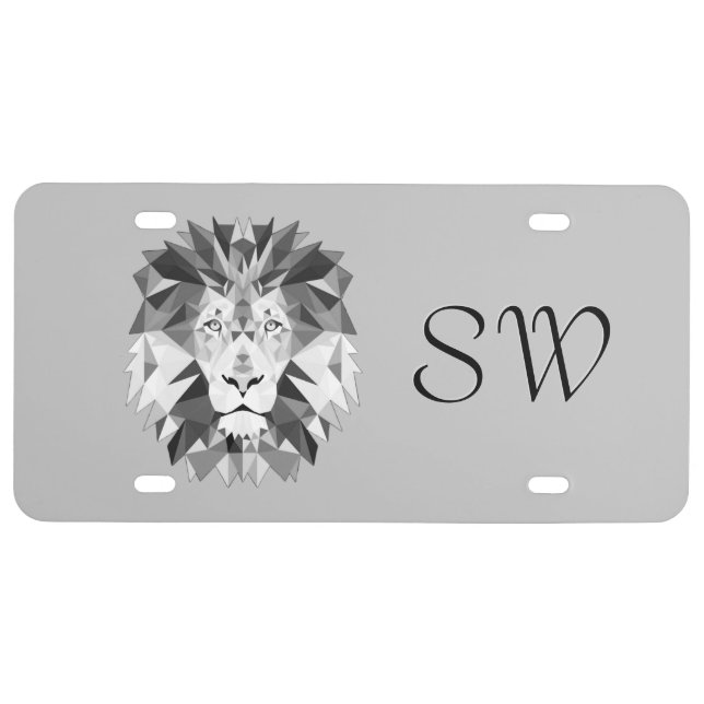 Geometric Lion Head Monogram License Plate (Front)