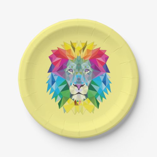 Geometric Lion Head Paper Plates