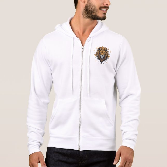 Geometric Lion huddi with Fractal Pattern – Bold Hoodie (Front)