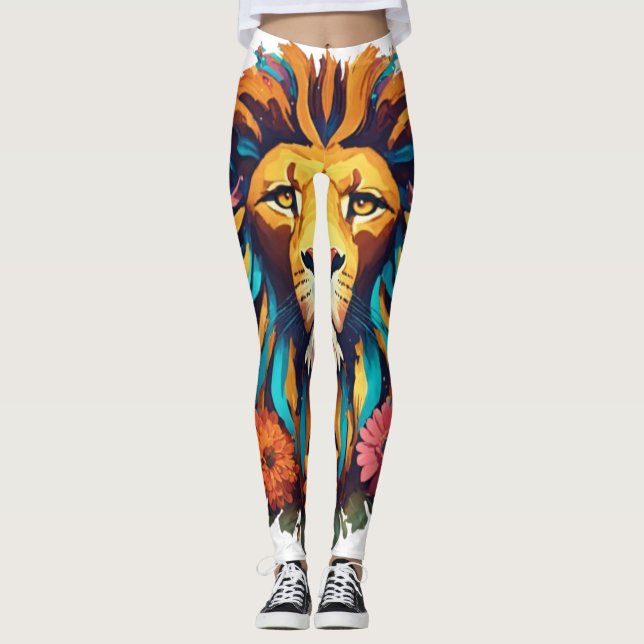 Geometric Lion Leggings (Front)