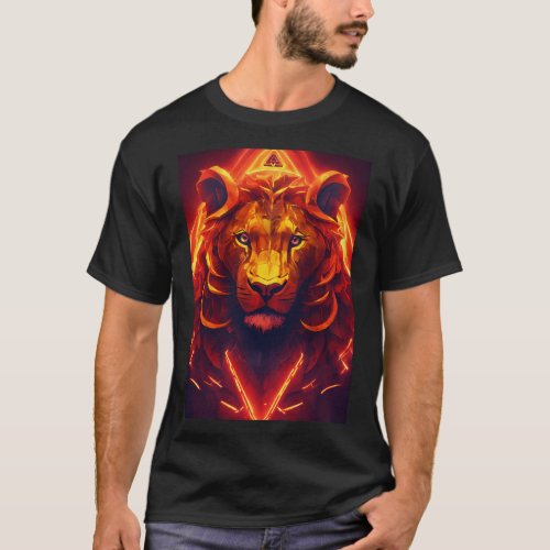Geometric Lion Logo design T_Shirt 