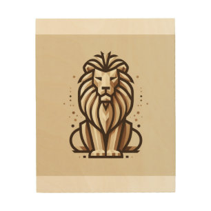 Geometric Lion Logo for Wildlife Conservation Wood Wall Art