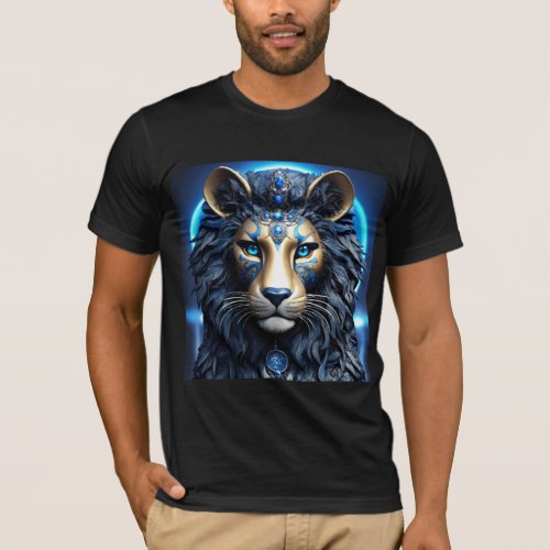 Geometric Lion Logo Power and Precision for Sport T_Shirt