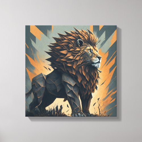 Geometric Lion Majesty A Canvas Wrap Masterpiece