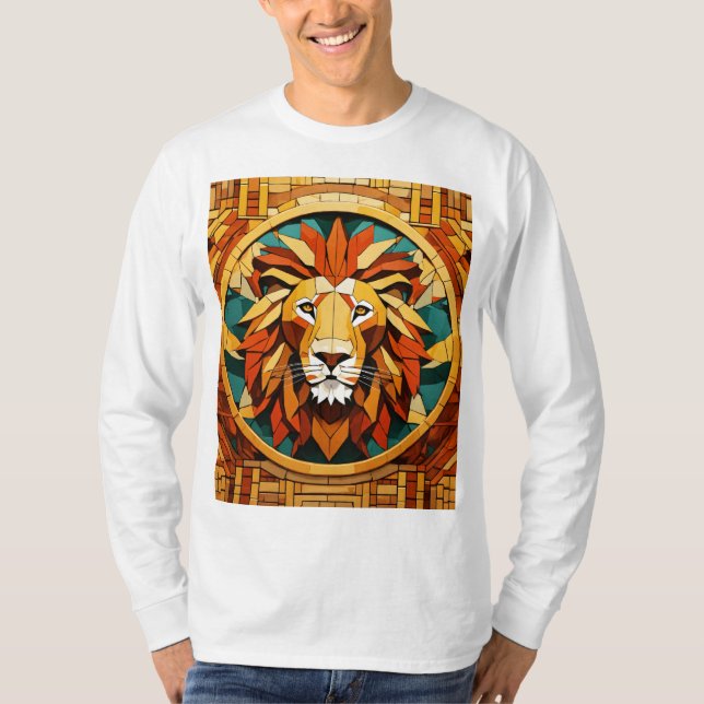  Geometric Lion Mandala T-Shirt Designs  Des (Front)