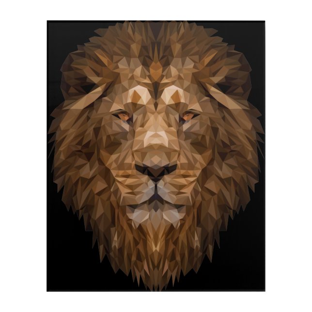 Geometric Lion Portrait Acrylic Print (Front)