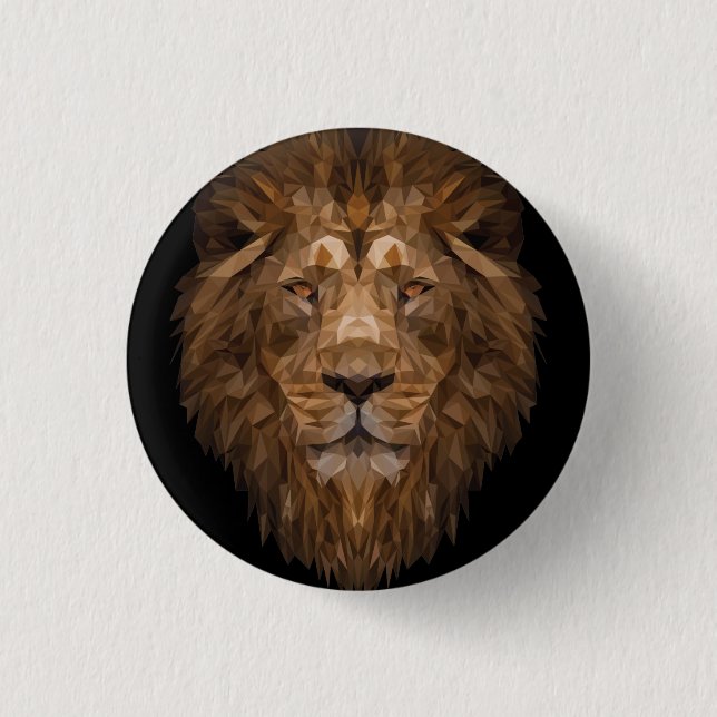 Geometric Lion Portrait Button (Front)