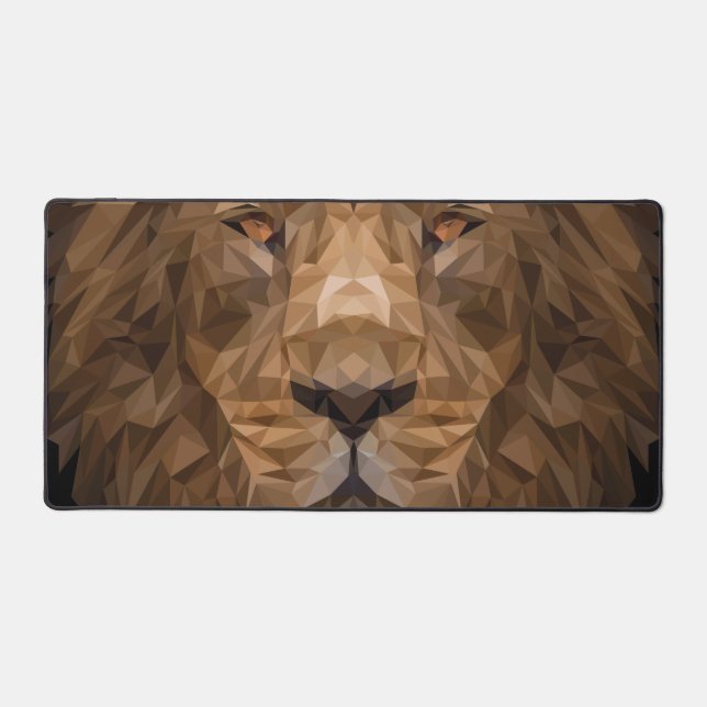 Geometric Lion Portrait Desk Mat (Front)