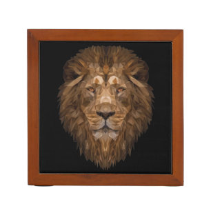 Geometric Lion Portrait Desk Organizer