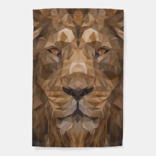 Geometric Lion Portrait Garden Flag