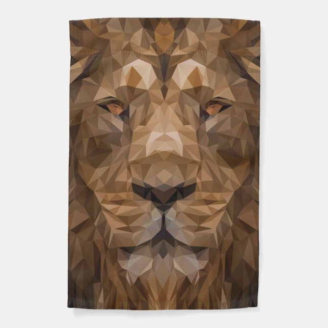 Geometric Lion Portrait Garden Flag (Front)