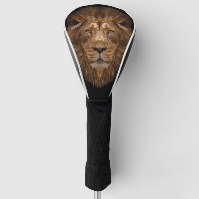 Geometric Lion Portrait Golf Head Cover (Front)