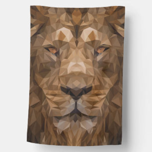 Geometric Lion Portrait House Flag