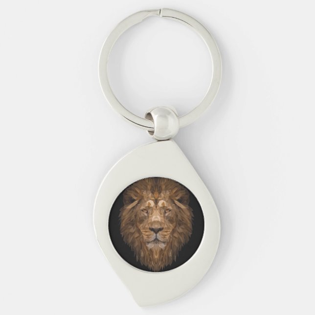 Geometric Lion Portrait Keychain (Front)