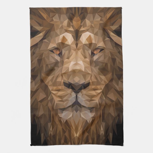 Geometric Lion Portrait Kitchen Towel (Vertical)