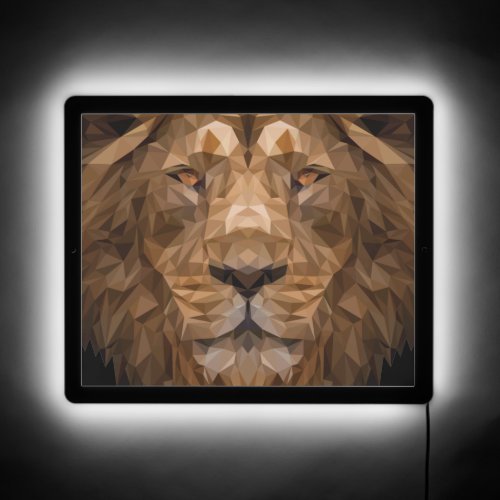 Geometric Lion Portrait LED Sign
