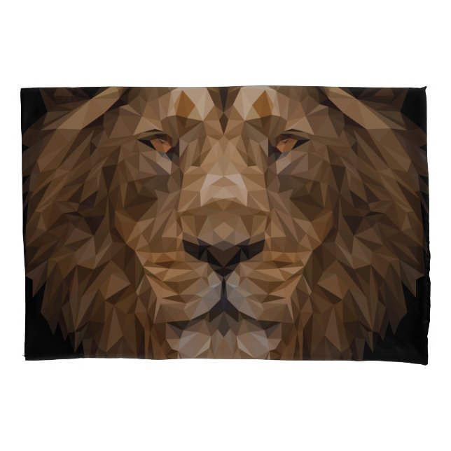 Geometric Lion Portrait Pillow Case (Front)