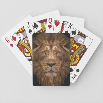 Geometric Lion Portrait Playing Cards by CandiCreations at Zazzle