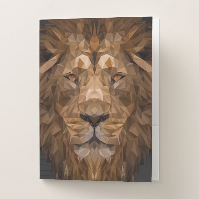 Geometric Lion Portrait Pocket Folder (Front)