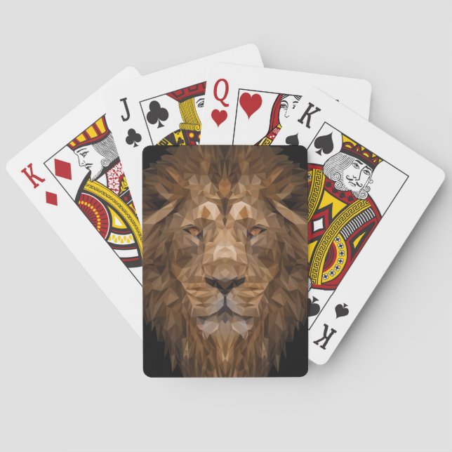 Geometric Lion Portrait Poker Cards (Back)