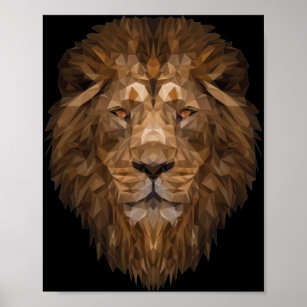 Geometric Lion Portrait Poster