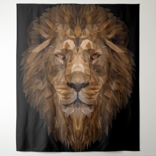 Geometric Lion Portrait Tapestry