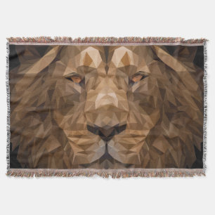 Geometric Lion Portrait Throw Blanket
