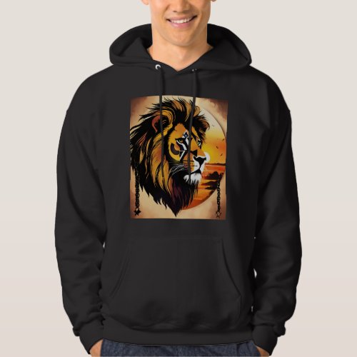 Geometric Lion Pride Embrace Cultural Strength on Hoodie