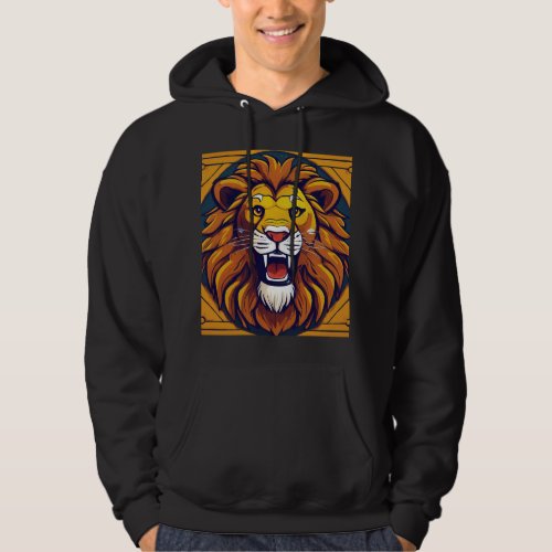 Geometric Lion Pride Embrace Cultural Strength on Hoodie