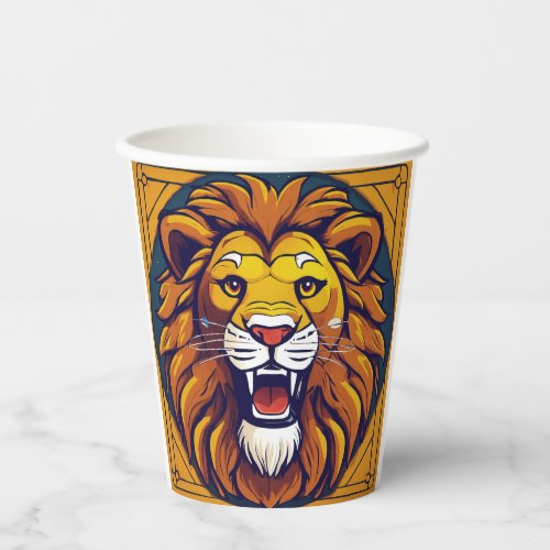 Geometric Lion Pride Embrace Cultural Strength on Paper Cups
