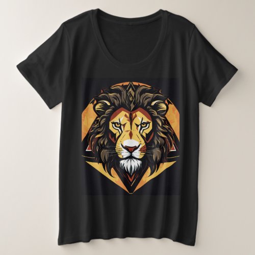 Geometric Lion Pride Embrace Cultural Strength on Plus Size T_Shirt