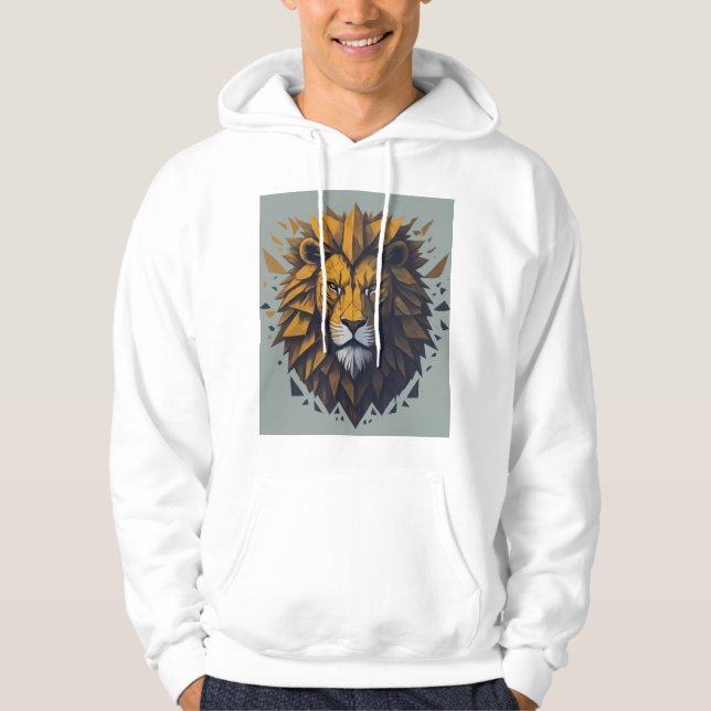 Geometric Lion Roar" T-shirt Hoodie (Front)