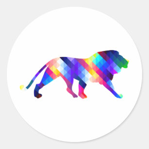 Geometric lion silhouette classic round sticker