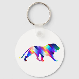 Geometric lion silhouette keychain