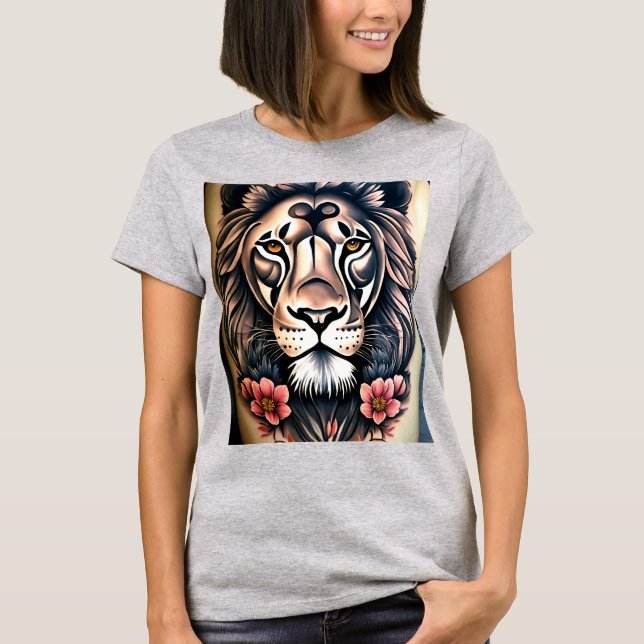 Geometric Lion Stained Glass T-Shirt Design (Front)