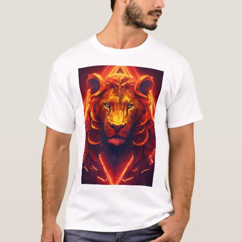 Geometric Lion T_Shirt