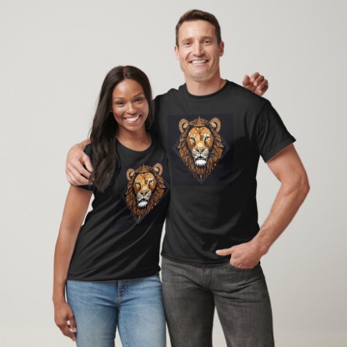 geometric lion t_shirt featuring the lions face 