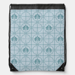 Geometric Lotus Grid Pattern - The White Lotus Drawstring Bag