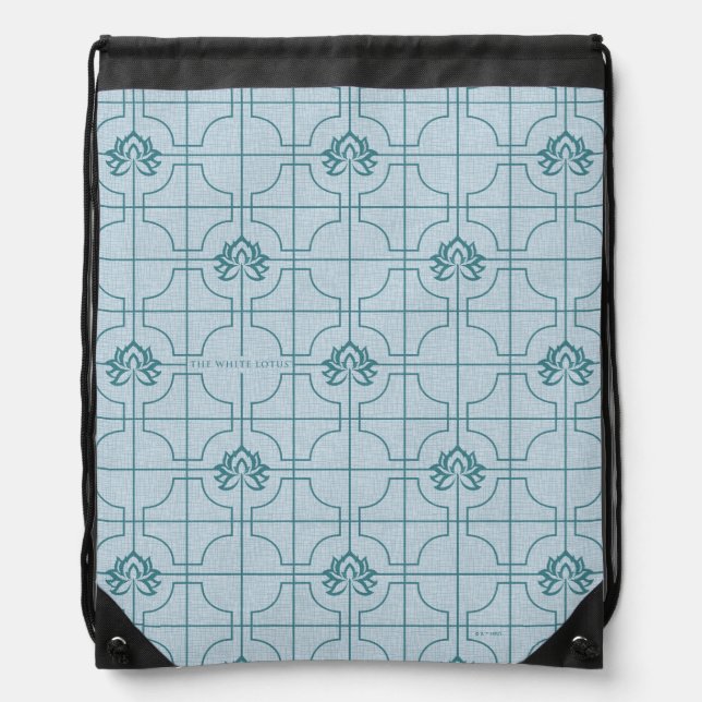 Geometric Lotus Grid Pattern - The White Lotus Drawstring Bag (Front)
