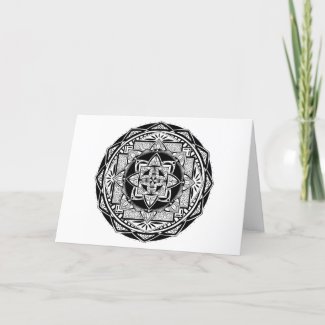 Geometric Lotus Mandala blank greeting card