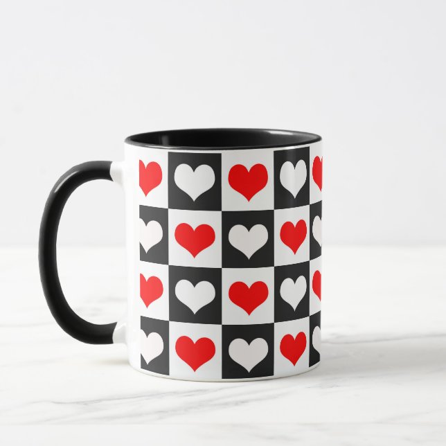 Geometric Love Heart Pattern Design  Mug (Left)