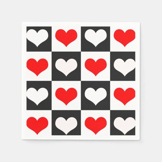 Geometric Love Heart Pattern Design  Napkins (Front)