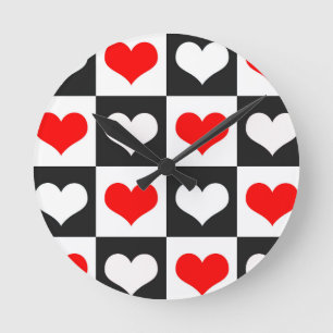 Geometric Love Heart Pattern Design  Round Clock